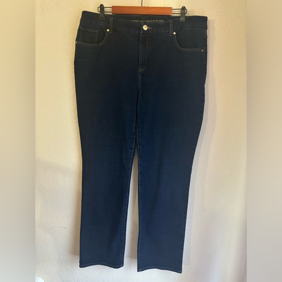 Chico’s So Slimming Girlfriend Slim Leg Dark Wash Mid High Waist Jeans 3 16R - Picture 5 of 11